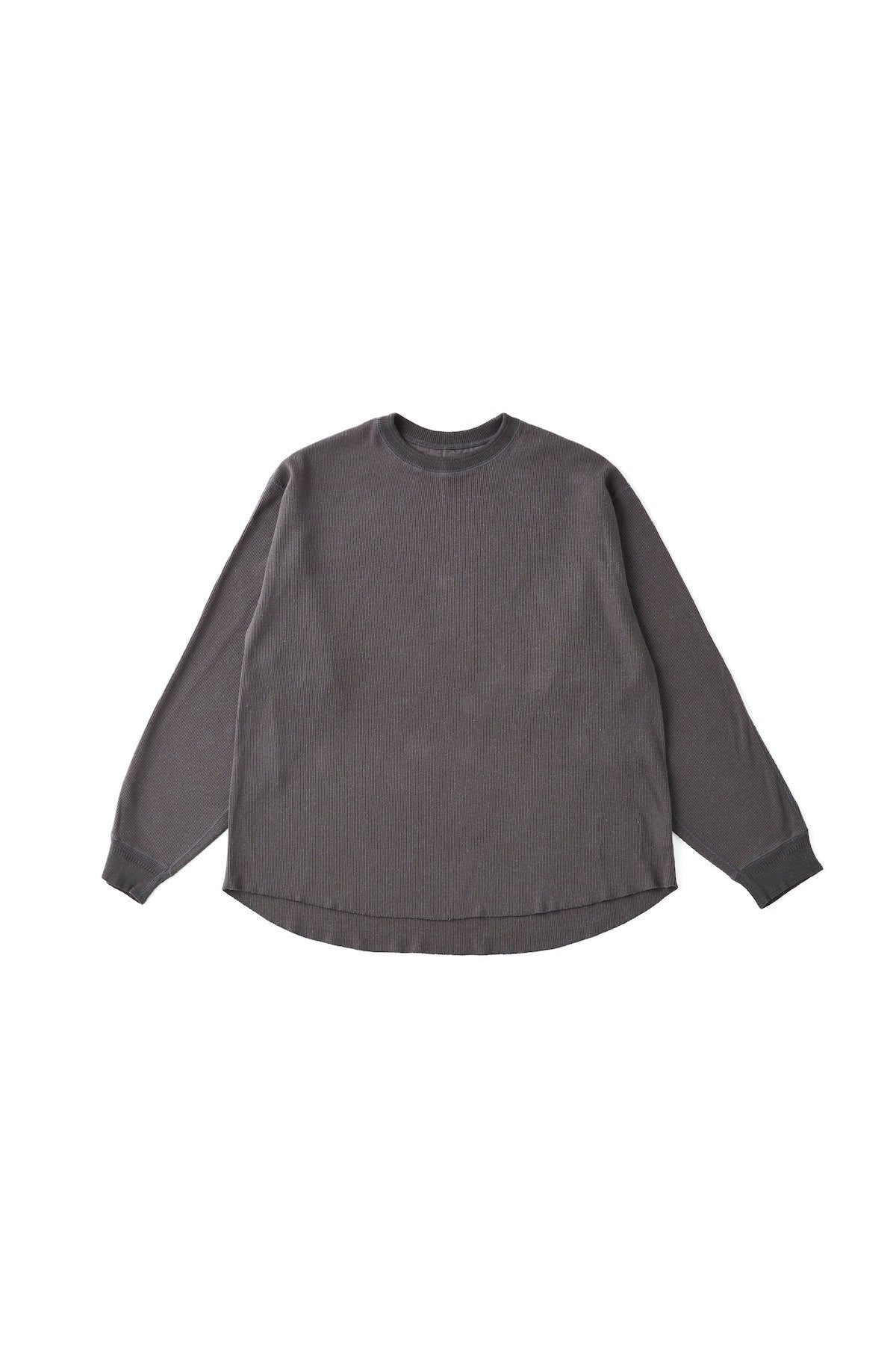 ○OLD JOE - CREW-NECK SILK NEP RIBED TOPS - PEWTER GREY