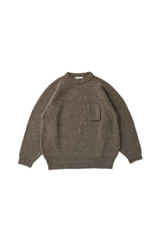 ○OLD JOE - SILK NEP WOOL MOCK-NECK SWEATER - OLIVE STONE