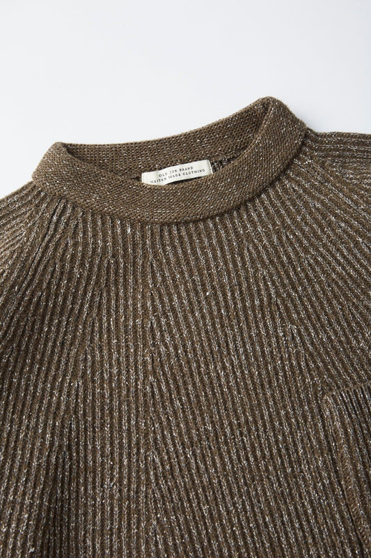 ○OLD JOE - SILK NEP WOOL MOCK-NECK SWEATER - OLIVE STONE