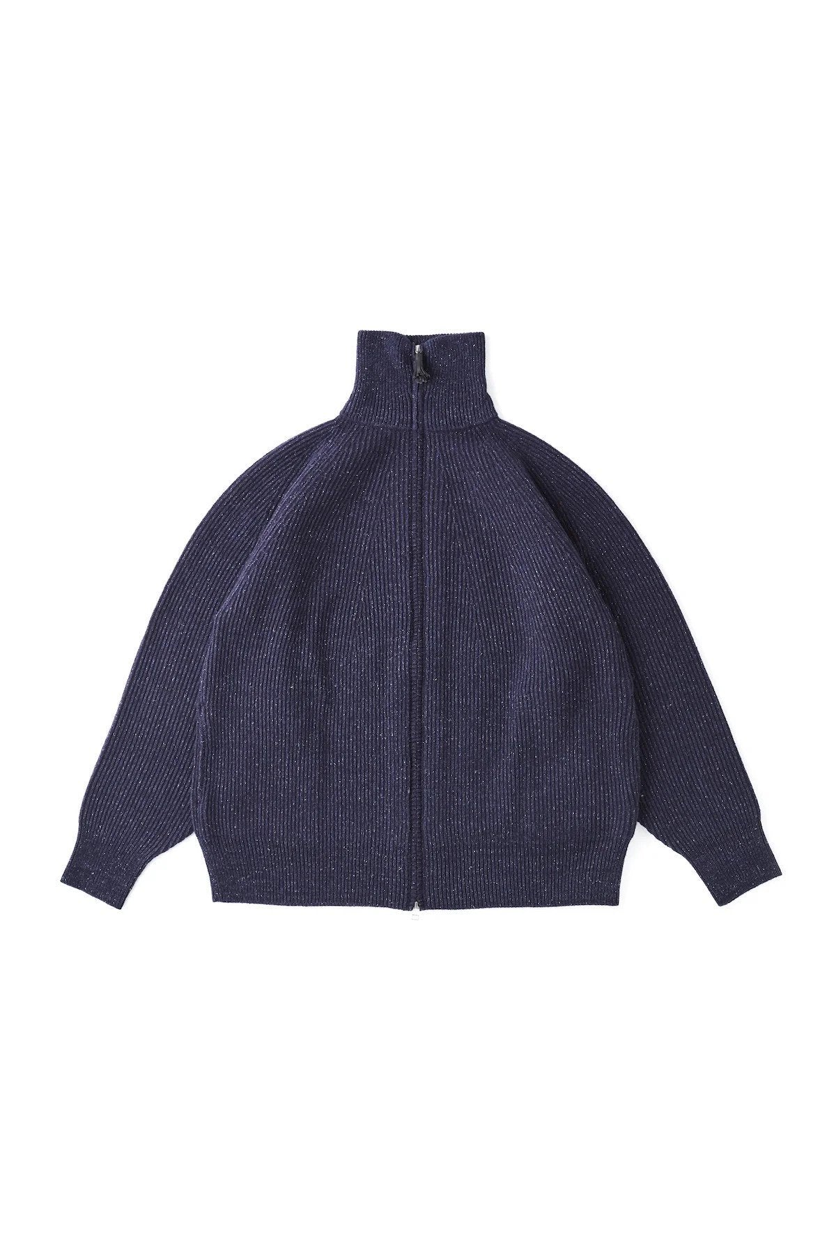 ○OLD JOE - SILK NEP WOOL ZIP SWEATER - NOCTURNE NAVY