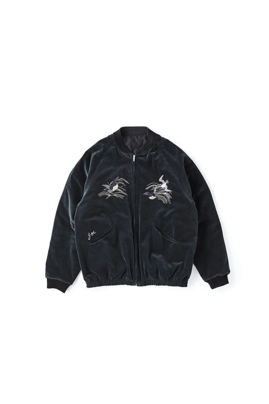 ○OLD JOE - FADED VELVET SOUVENIR JACKET - GRAPHITE