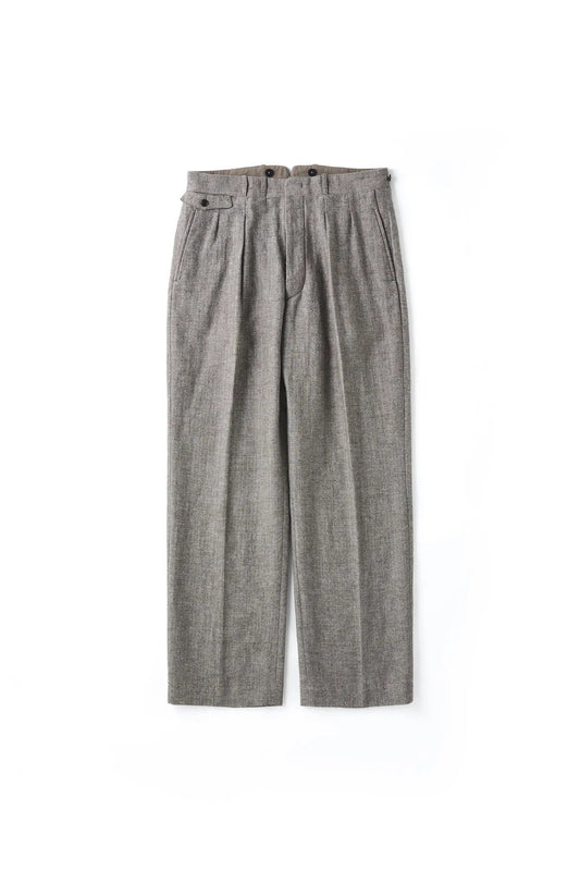 ○OLD JOE - DOUBLE-PLEATED DRAPE TROUSER - FANCY HERRINGBONE