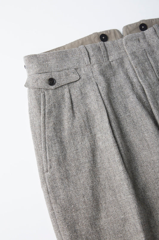 ○OLD JOE - DOUBLE-PLEATED DRAPE TROUSER - FANCY HERRINGBONE