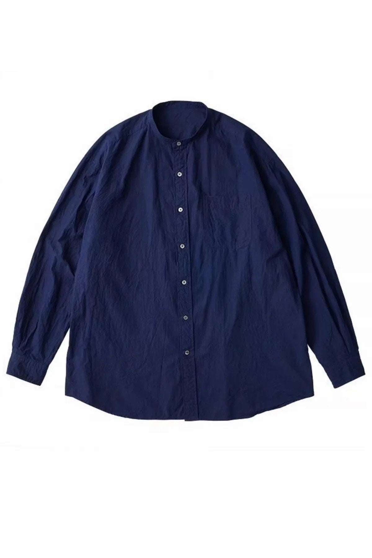 Porter Classic - STAND COLLAR SHIRT - BLUE