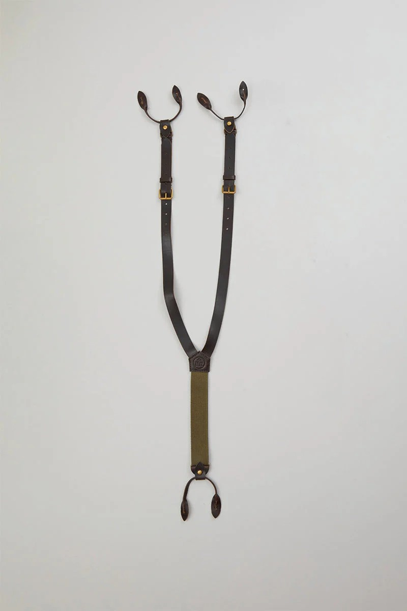 ◯ Nigel Cabourn - LEATHER SUSPENDER - DARK BROWN