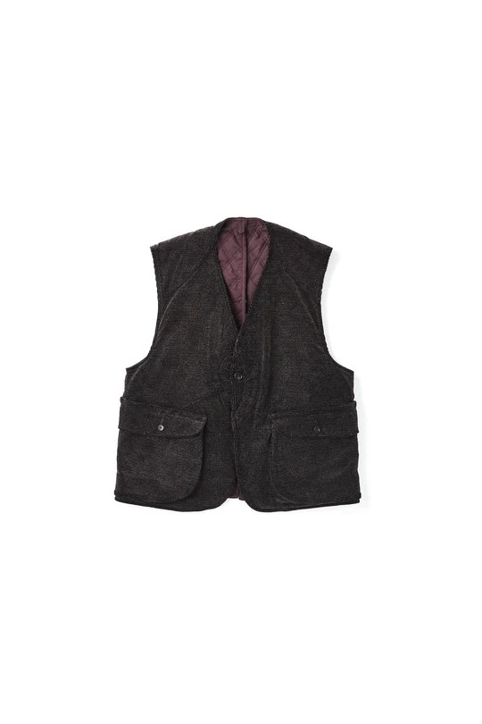 ○OLD JOE - PRINTED CORDS GAME-KEEPER VEST  - SMOKE BROWN