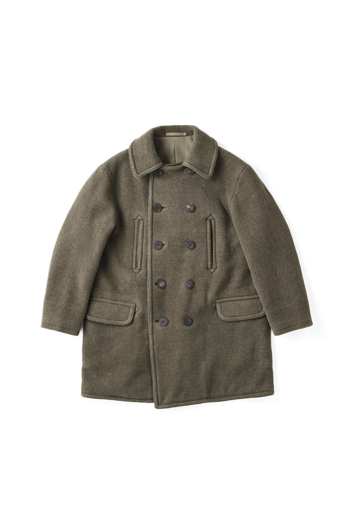 ○OLD JOE - DOUBLE-BREASTED MARINE COAT - OLIVE STONE