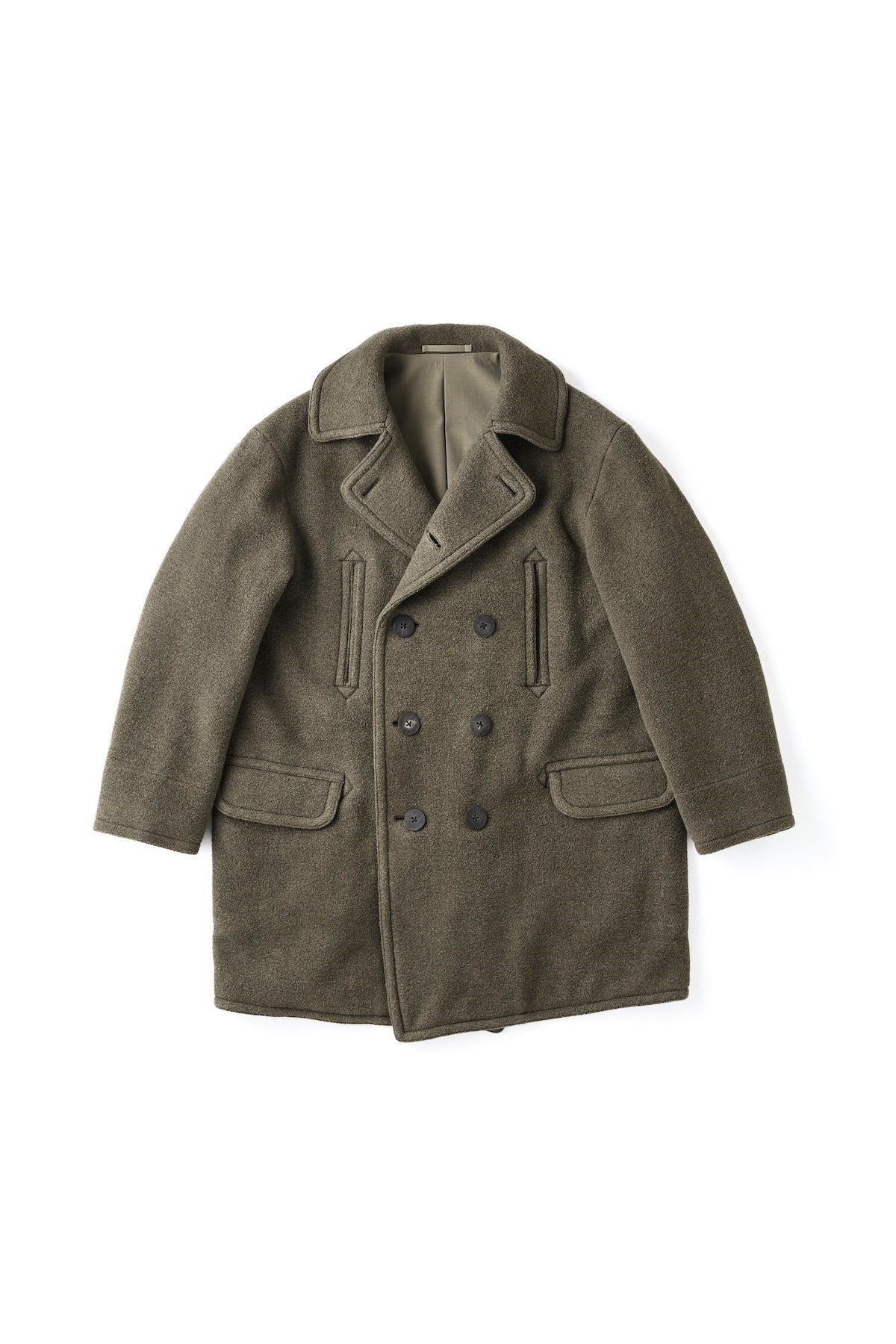 ○OLD JOE - DOUBLE-BREASTED MARINE COAT - OLIVE STONE