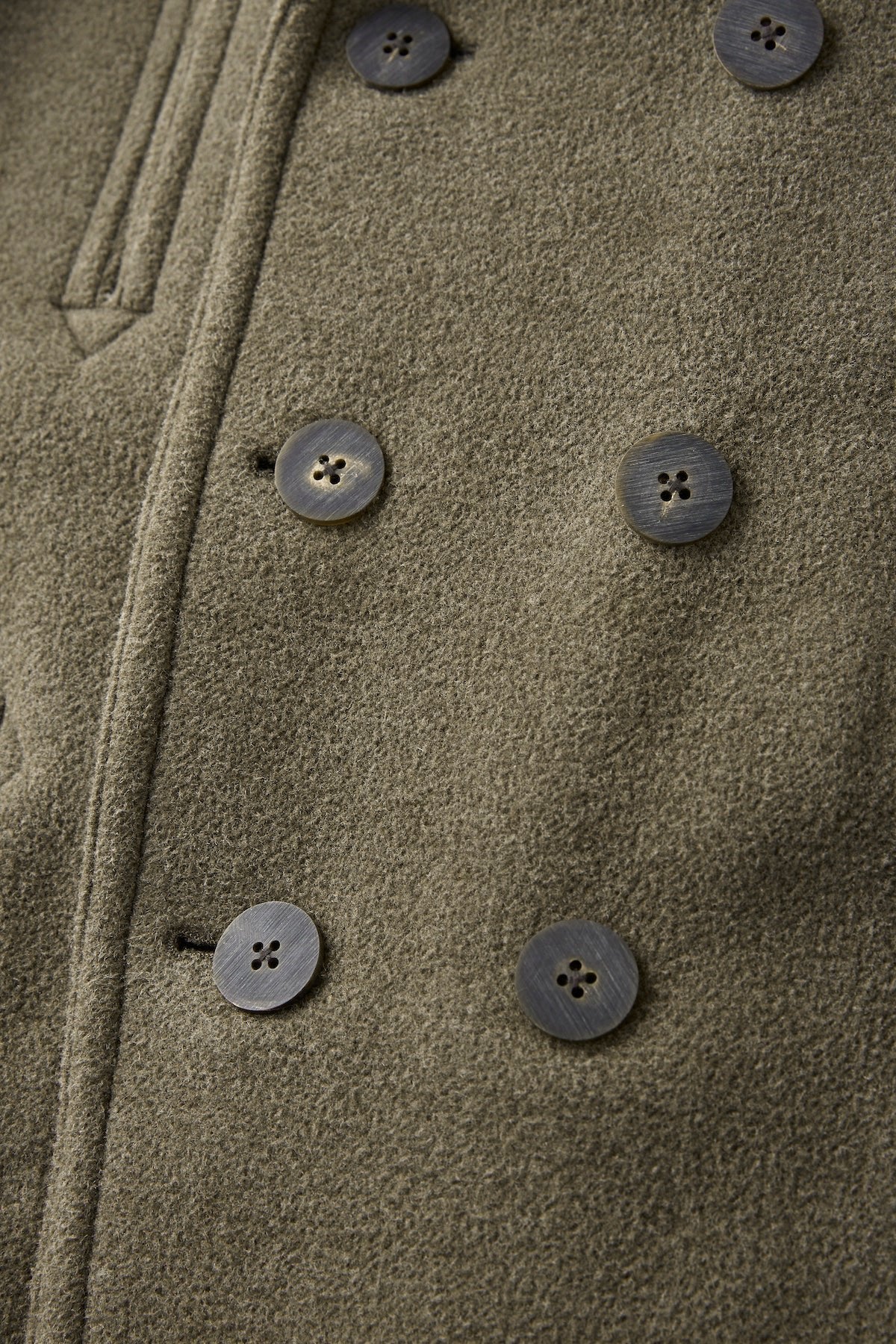 ○OLD JOE - DOUBLE-BREASTED MARINE COAT - OLIVE STONE