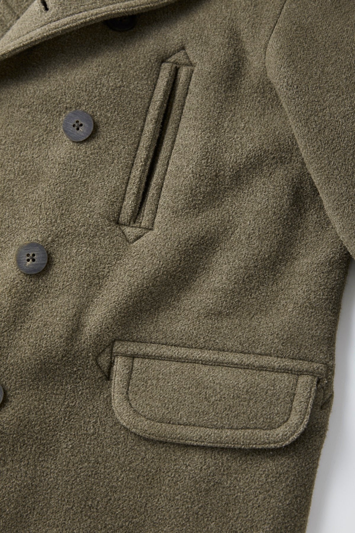 ○OLD JOE - DOUBLE-BREASTED MARINE COAT - OLIVE STONE