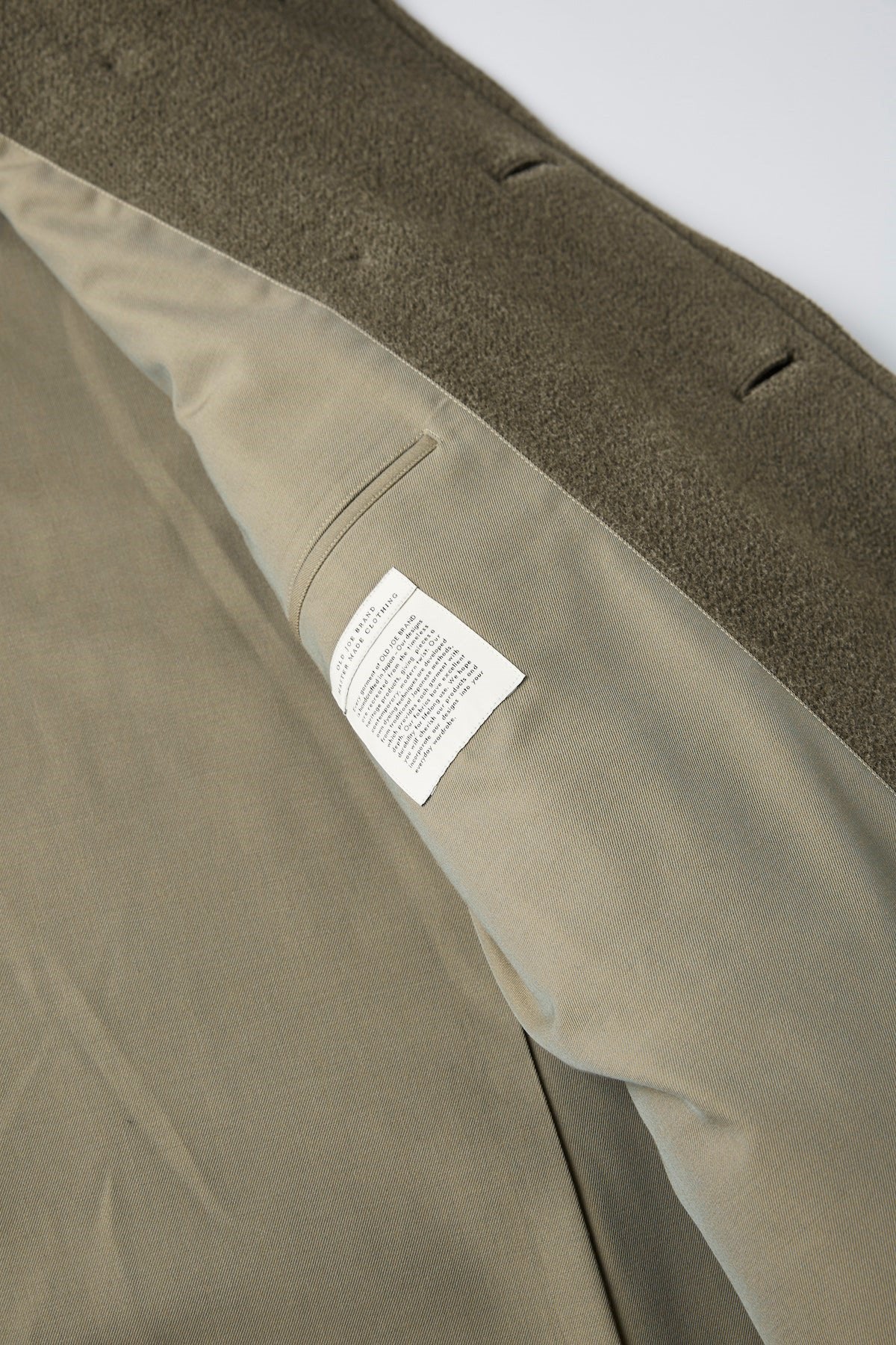 ○OLD JOE - DOUBLE-BREASTED MARINE COAT - OLIVE STONE