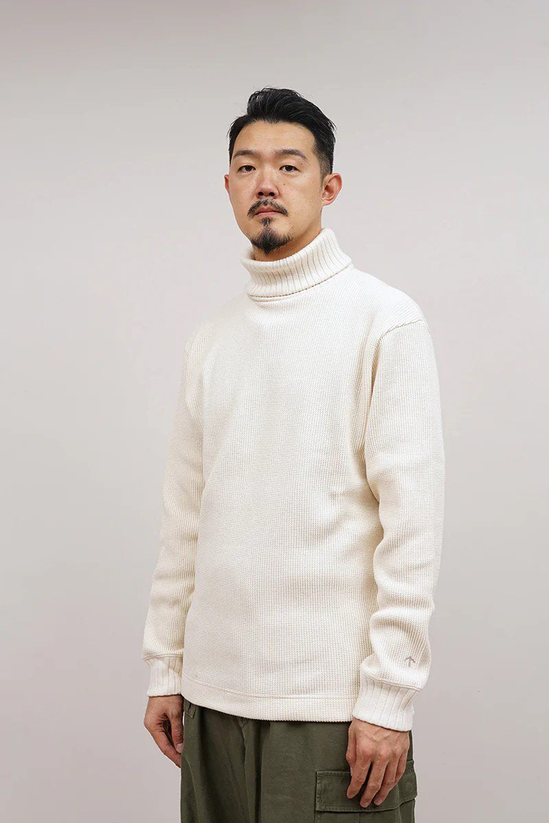 Nigel Cabourn - TURTLE NECK WAFFLE - IVORY