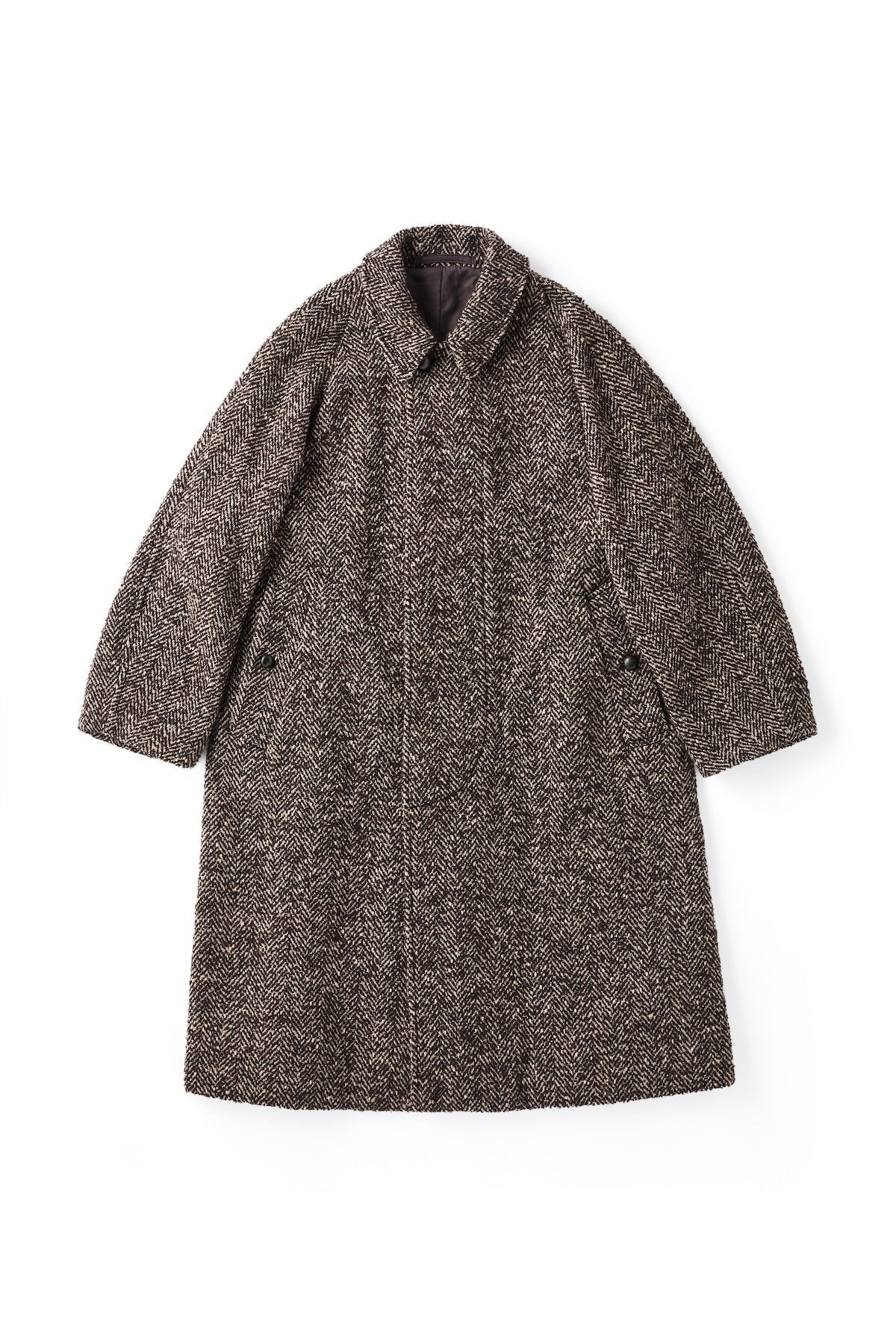 ○OLD JOE - SLIT-BACK GENTS COAT - COFFEE HERINGBONE