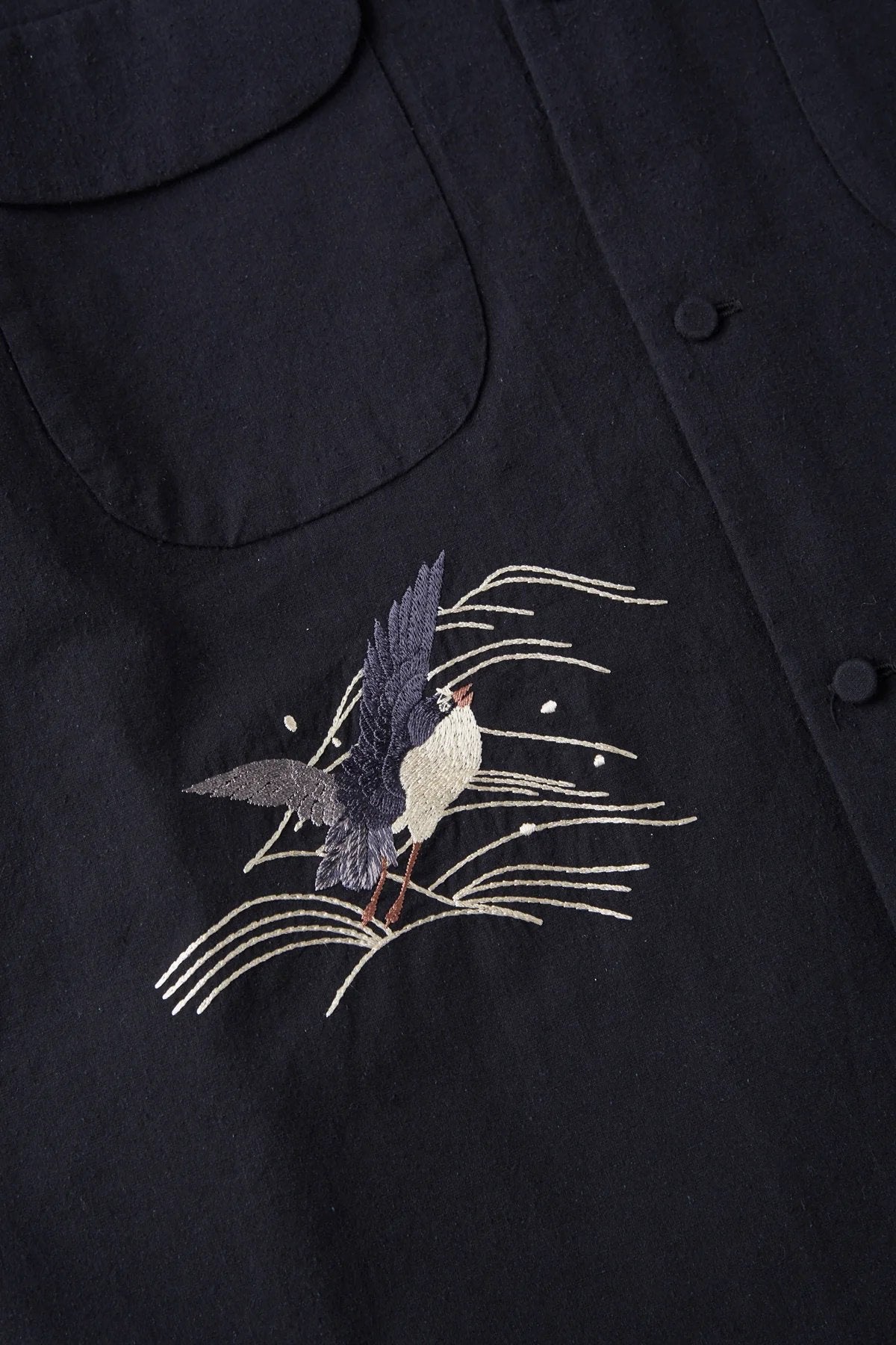 ○OLD JOE - SWALLOW COLLAR NASSOU SHIRTS(EMBROIDERY) - BLACK - 15 1/2(M)