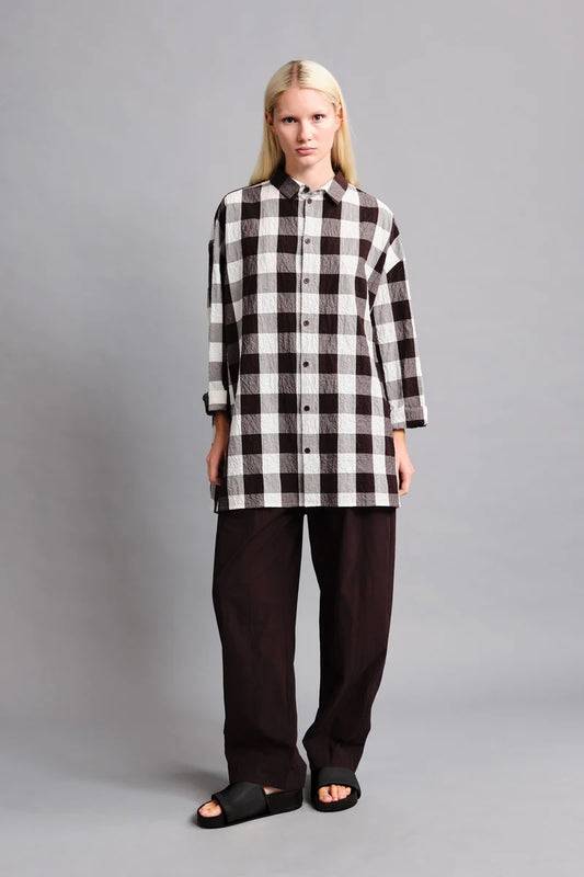 toogood - THE DRAUGHTSMAN SHIRT TABLECLOTH GINGHAM - COFFEE