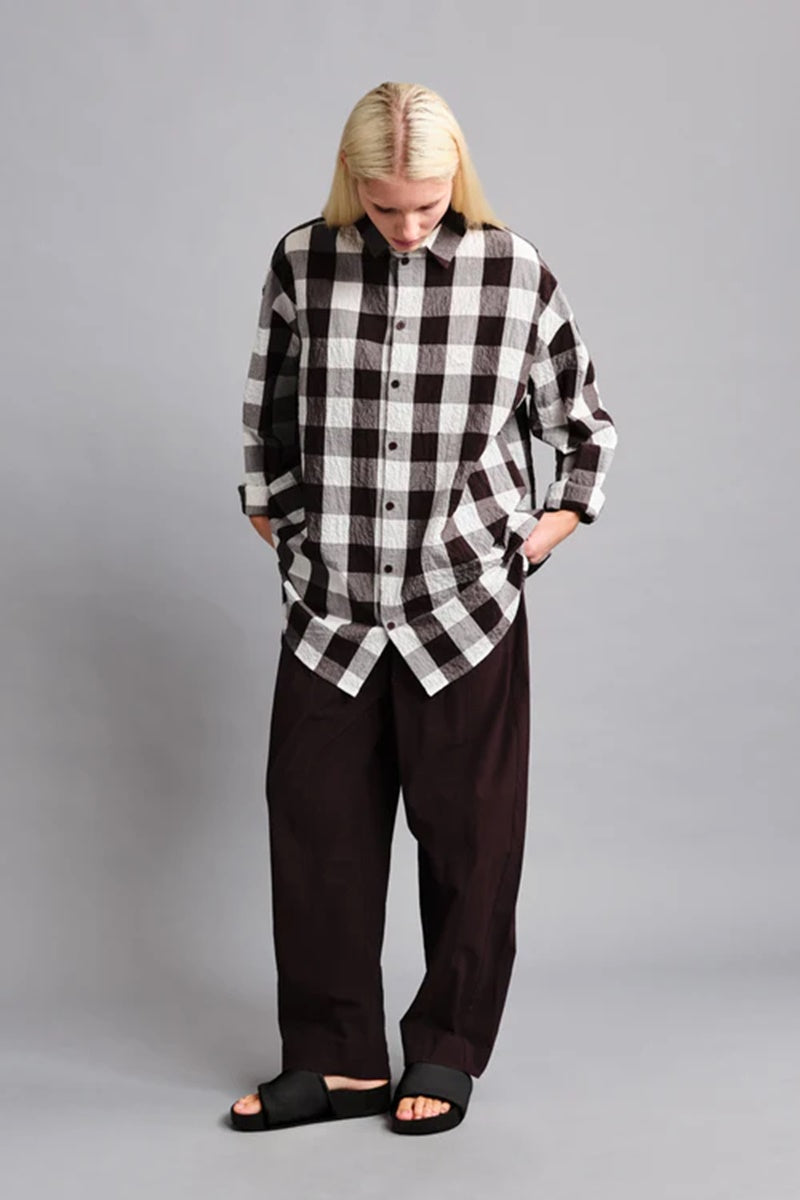 toogood - THE DRAUGHTSMAN SHIRT TABLECLOTH GINGHAM - COFFEE