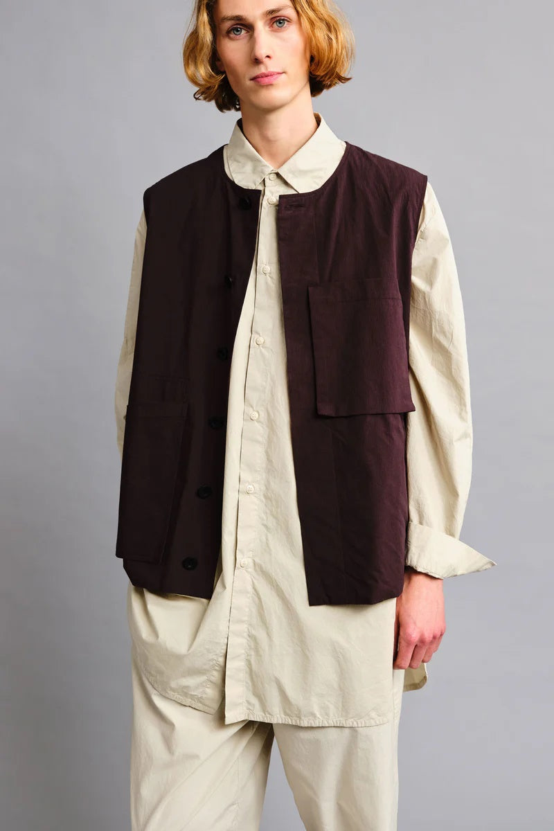 toogood - THE TINKER GILET FINE RIPSTOP COTTON - COFFEE