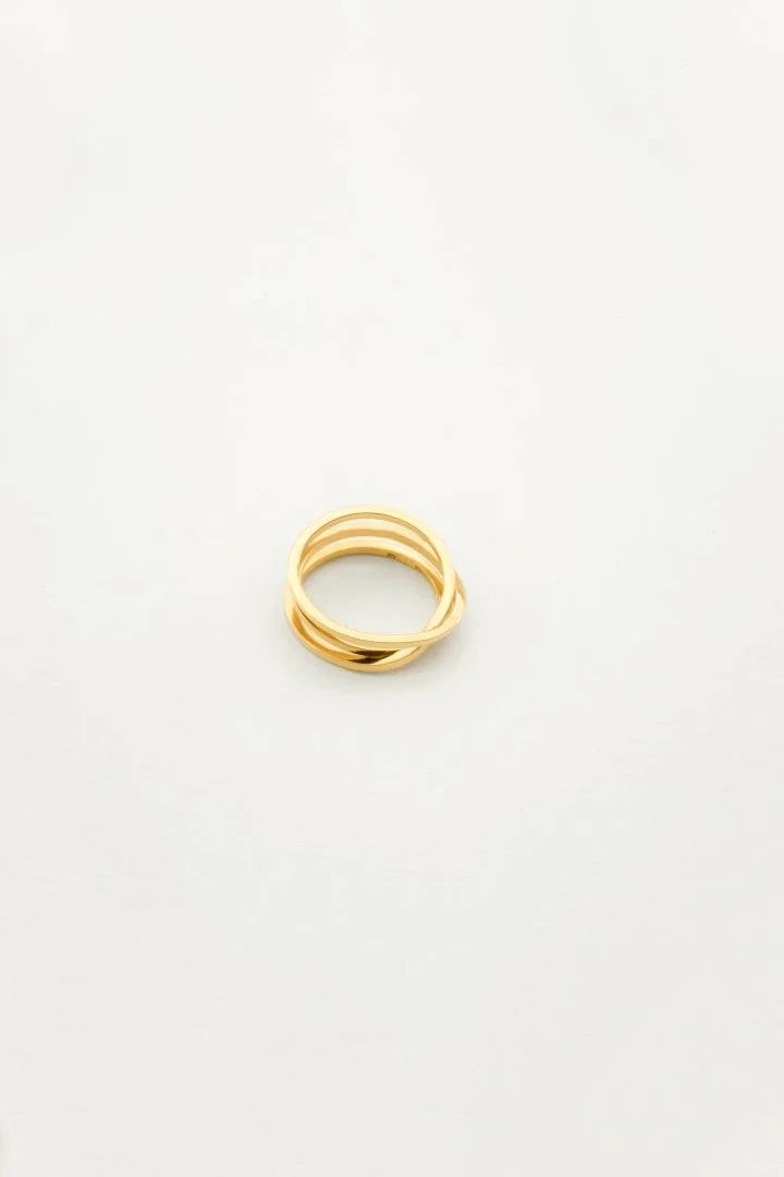 DAN TOMIMATSU - BAND TRIPPLE RING - K18 YELLOW GOLD