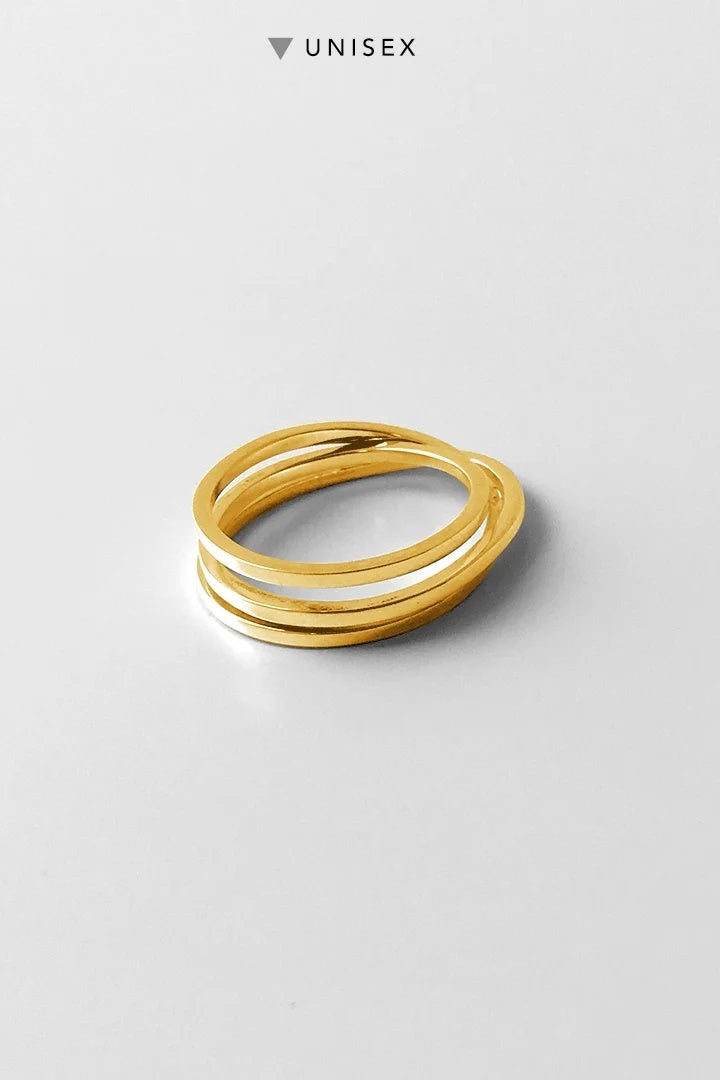 DAN TOMIMATSU - BAND TRIPPLE RING - K18 YELLOW GOLD