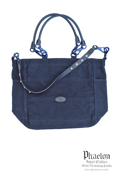 KICHIZO by Porter Classic - CUSTOM CANVAS TOTE BAG (ROUND) - NAVY (STUDDED)