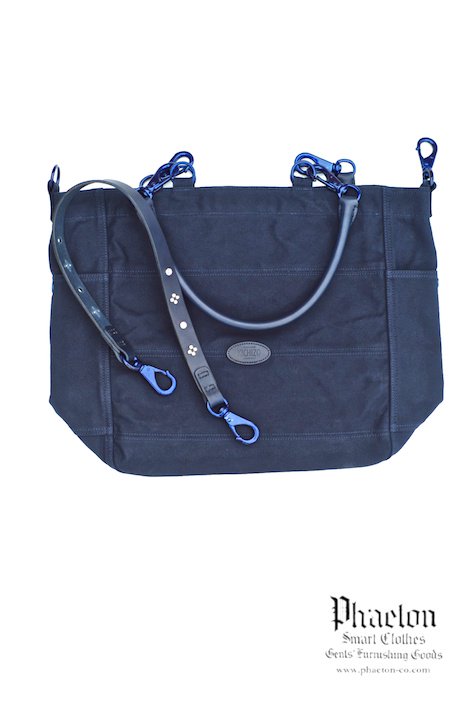 KICHIZO by Porter Classic - CUSTOM CANVAS TOTE BAG (ROUND) - NAVY (STUDDED)