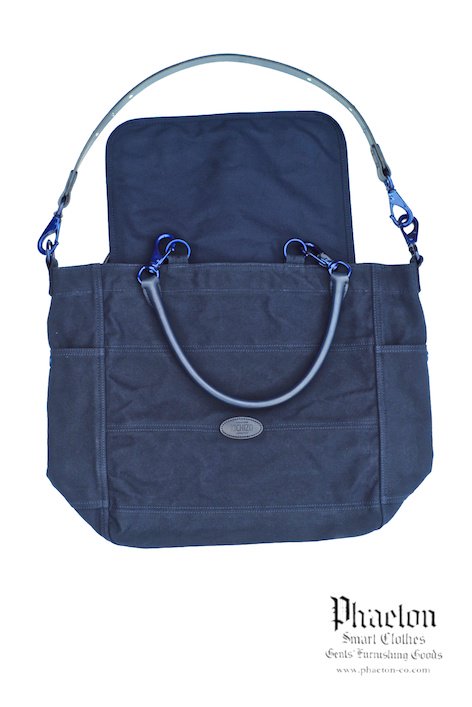 KICHIZO by Porter Classic - CUSTOM CANVAS TOTE BAG (ROUND) - NAVY (STUDDED)