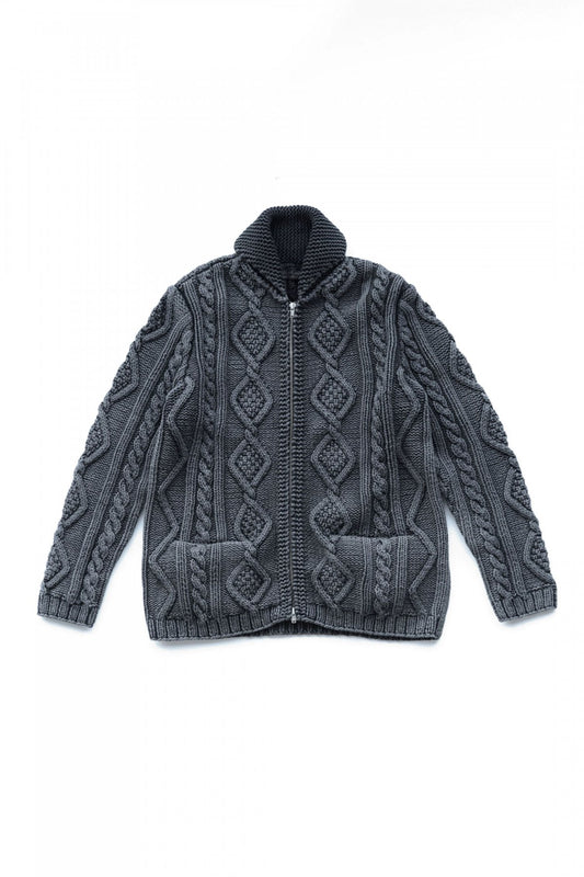 OLD JOE - FADED COWICHAN SWEATER - FADE BLACK