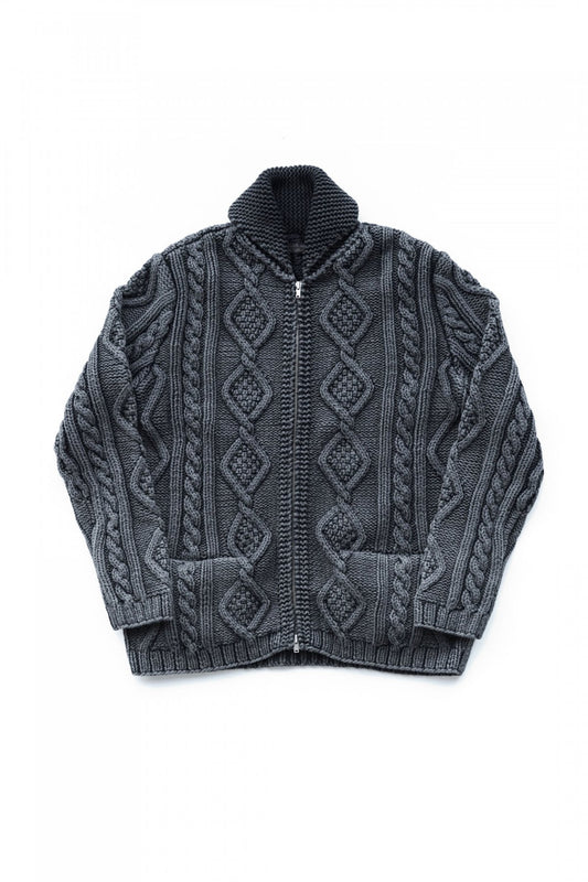 OLD JOE - FADED COWICHAN SWEATER - FADE BLACK