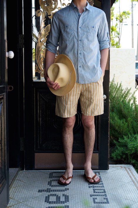 Nigel Cabourn - STRIPE SHORT - BROWN