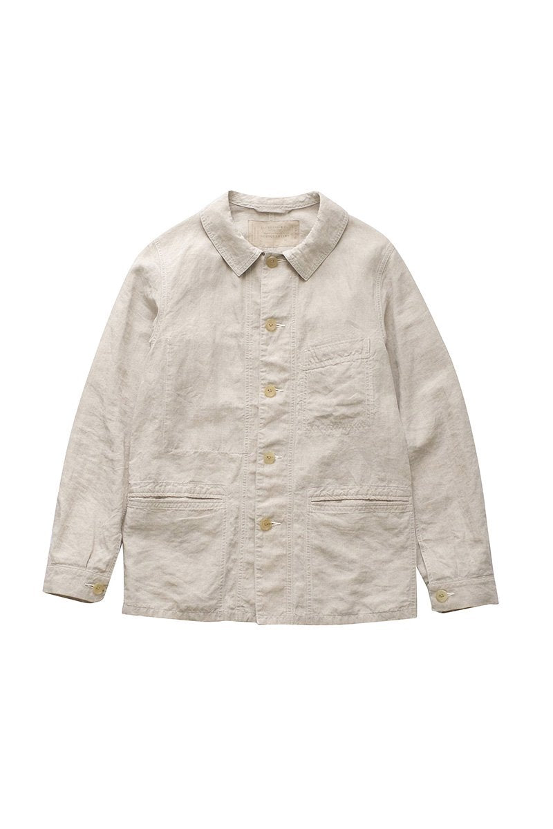 OLD JOE - HIGH COUNT LINEN CHORE JACKET - ECRU