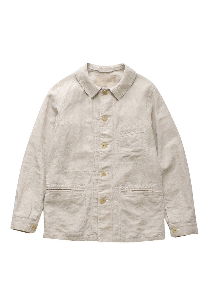 OLD JOE - HIGH COUNT LINEN CHORE JACKET - ECRU