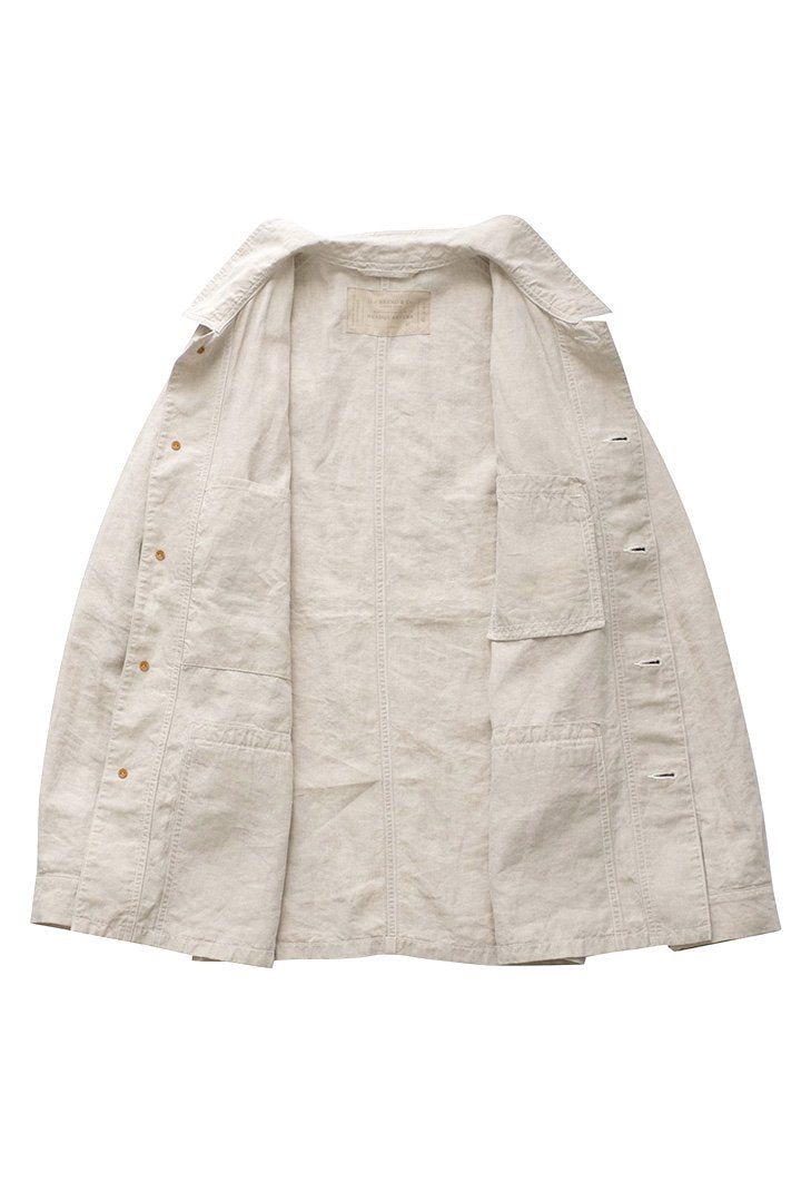 OLD JOE - HIGH COUNT LINEN CHORE JACKET - ECRU