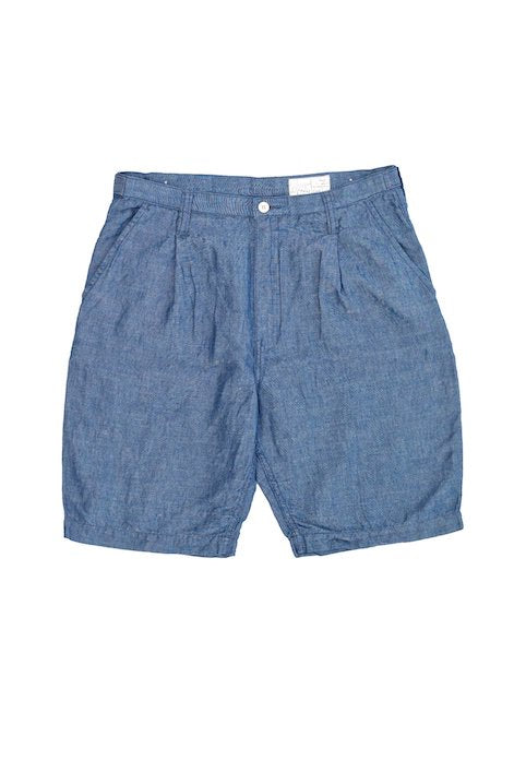 Porter Classic - HAND WORK CHAMBRAY SHORTS - BLUE