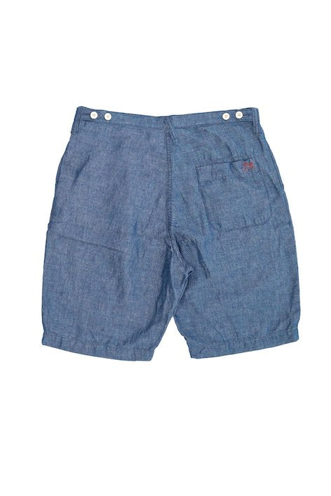 Porter Classic - HAND WORK CHAMBRAY SHORTS - BLUE