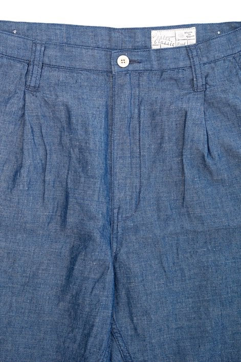 Porter Classic - HAND WORK CHAMBRAY SHORTS - BLUE