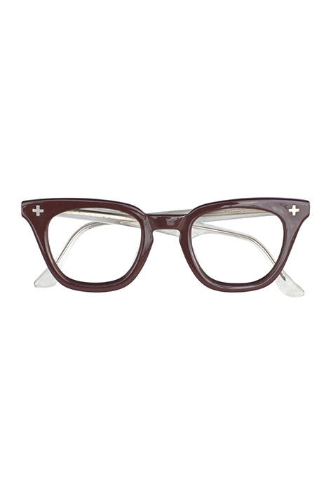 1950s BAUSCH&LOMB B&L FLAT CROSS EYEGLASS - CHOCOLATE BROWN × CLEAR - OPT-023