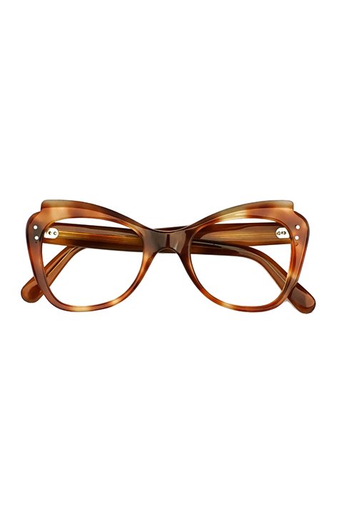 1960s FRANCE VINTAGE EYEGLASS UNUSUAL EDGE HONEY AMBER - OPT-067