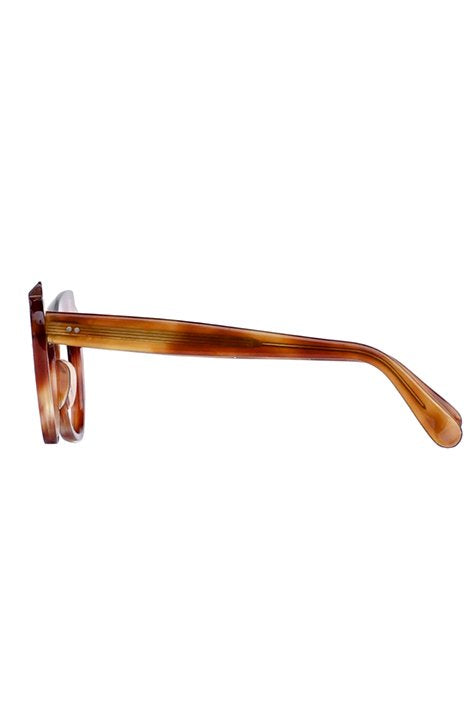 1960s FRANCE VINTAGE EYEGLASS UNUSUAL EDGE HONEY AMBER - OPT-067