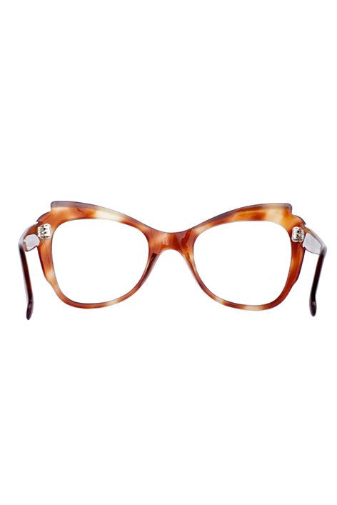 1960s FRANCE VINTAGE EYEGLASS UNUSUAL EDGE HONEY AMBER - OPT-067