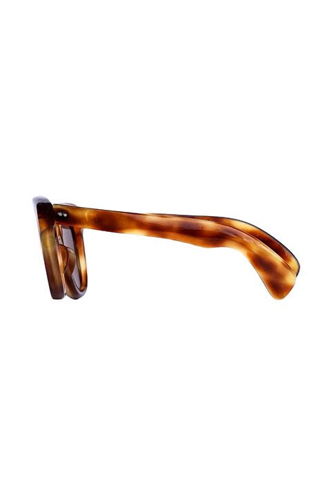 1950s FRANCE VINTAGE SUNGLASS 2DOT THICK HONEY AMBER WITH FAT TEMPLE - OPT-069