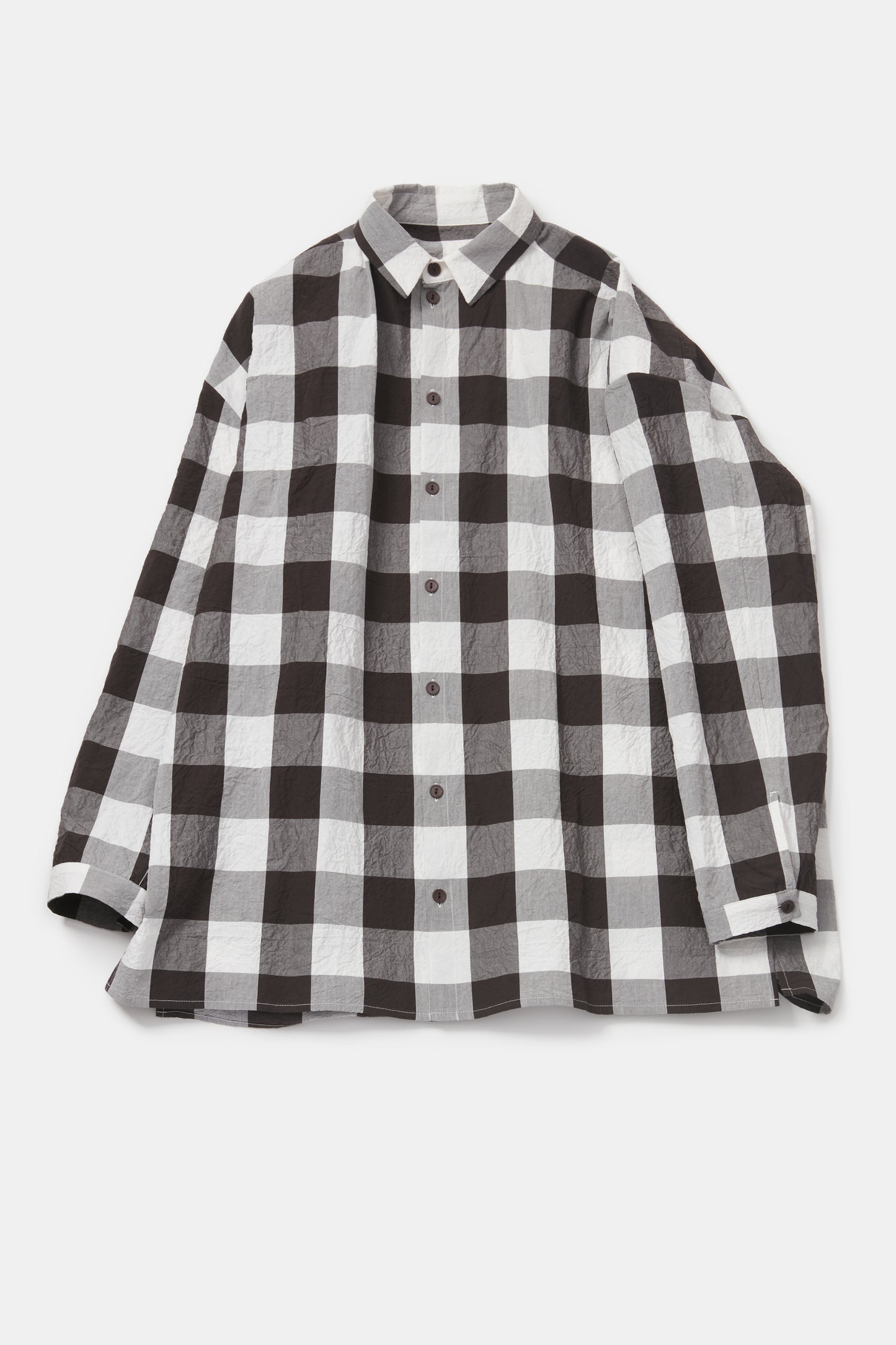 toogood - THE DRAUGHTSMAN SHIRT TABLECLOTH GINGHAM - COFFEE