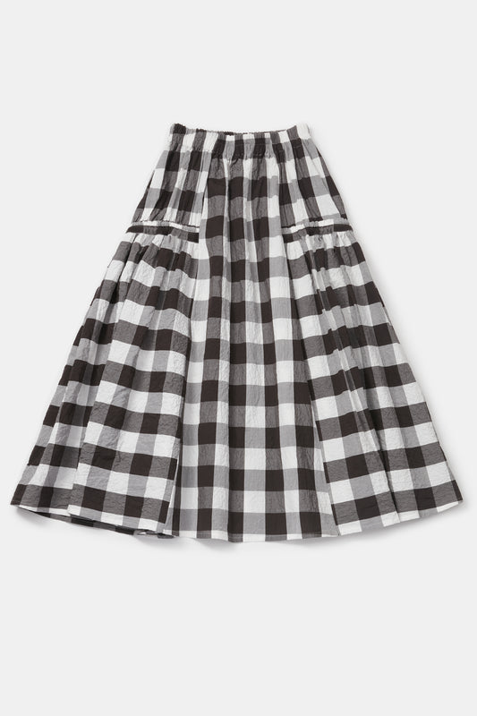 toogood - THE HARVESTER SKIRT TABLECLOTH GINGHAM - COFFEE